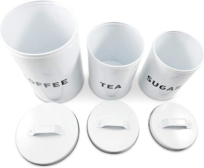 Claimed Corner Metal Storage Canisters and Containers for Home and Kitchen Organization, Function, and Decor (Canister Set)