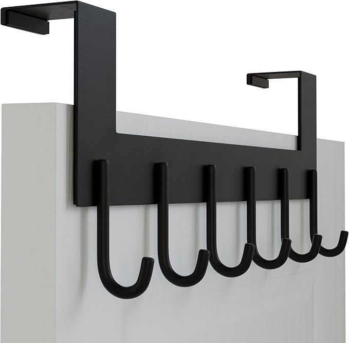 WEBI Over The Door Hook for Hanging Door Hanger:Over Door Towel Rack,Door Coat Hanger Over The Door Coat Rack for Towels,Clothes,Back of Bathroom,Black
