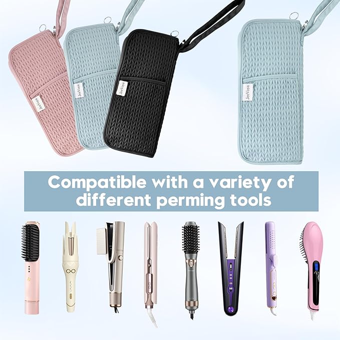 Hair Tools Organizer Bag Heat Resistant Mat Case Hot Tools Travel Bag Portable Flat Iron Pouch Case for Hair Straighteners, Curling Irons, Flat Irons and Hot Styling Tools (Blue)