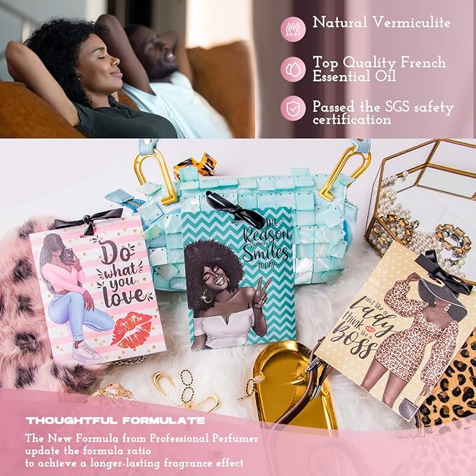 6 Pack Inspirational Scented Sachets - Valentines Day Girlfriend Gifts for Wife | Natural Moth Repellent for Closets, Air Freshener for Home | Shoe & Car Deodorizer for Drawer(Lavender, Rose, Jasmine)