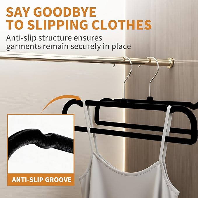 30 Pack Velvet Pant Hangers, Non Slip Thin Space Saving Trouser Hanger with 30 Hooks, 360° Swivel Hook Strong Durable Slim Clothes Hanger for Shorts, Jeans, Tank Top, Scarves