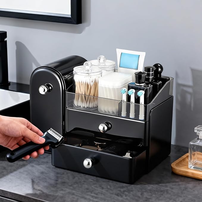 Makeup Organizer,Vanity Organizer with Makeup Brush Holder,Large Skincare Organizers and Bathroom Countertop Organizer,Storage Lipstick,Perfume,Nail Polish,Beauty,Hair Accessories,Gifts for Women