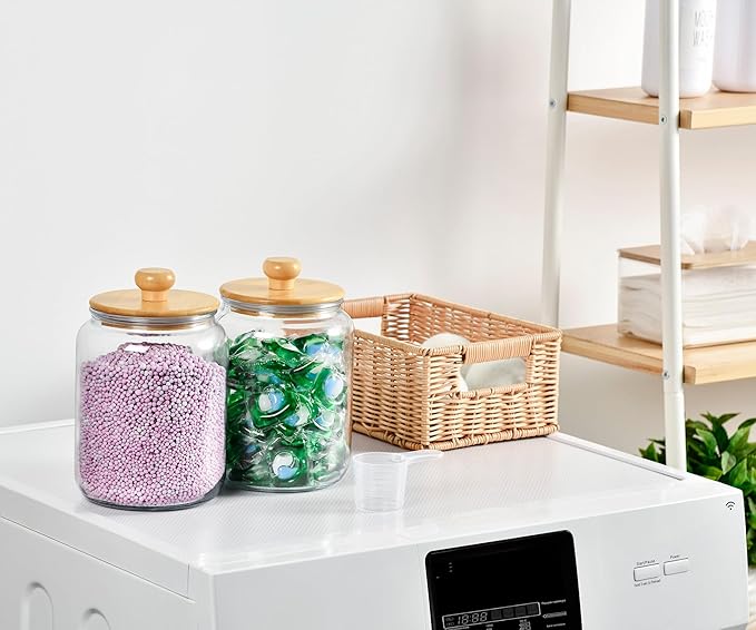 SUBEKYU Laundry Pod Containers and Dryer Sheet Holder with Lids Laundry Detergent Sheets Dispenser Laundry Room Organization Storage Box for Powder,Scent Booster Beads,Dryer Balls,Bath Salt