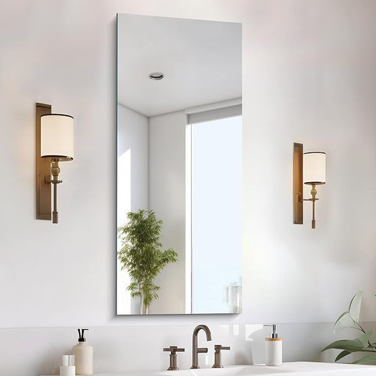 CILIBER Frameless Mirror, 20x48 Inch Bathroom Mirrors for Wall, Rectangle Bathroom Vanity Mirrors with Polished Edge, Hangs Horizontally or Vertically for Bathroom, Bedroom and Living Room