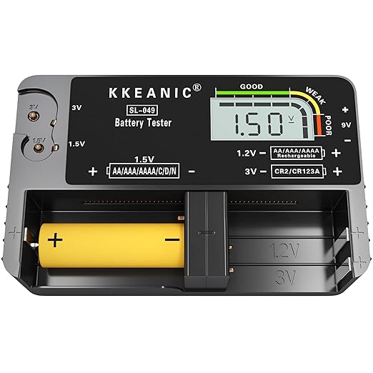 Battery Tester with Battery Organizer Storage Case,Professional Digital Battery Checker with LCD Display for Household AA, AAA, 4A,C, D, 9V, Button Cells. Compact Design & Clear Power Level Indicator