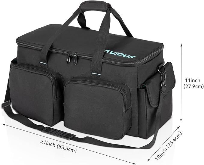 SAVIOUR DJ Cable File Bag, Detachable Padded Bottom and Adjustable Dividers, Stores Music, Audio, and Visual Cabling, Portable Travel Storage and Studio Organization (Blue)