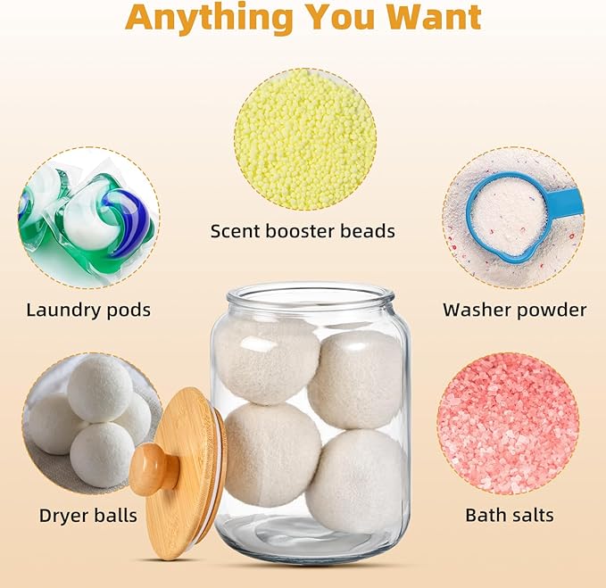 SUBEKYU Laundry Pod Containers and Dryer Sheet Holder with Lids Laundry Detergent Sheets Dispenser Laundry Room Organization Storage Box for Powder,Scent Booster Beads,Dryer Balls,Bath Salt