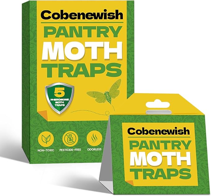 Pantry Moth Traps for House Indoor, Indian Meal Moths Repellent, Pheromone Pest Control Glue Trap for Kitchen, Cabinet, No Moth Ball, 10 Pack