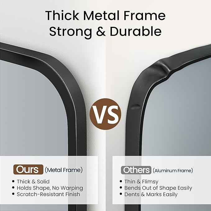 2 Pack Bathroom Mirrors for Over Sink, 22"x30" Matte Black Framed Vanity Mirror, Rounded Corner Rectangular Metal Mirror for Wall, Modern Farmhouse Industrial Decor