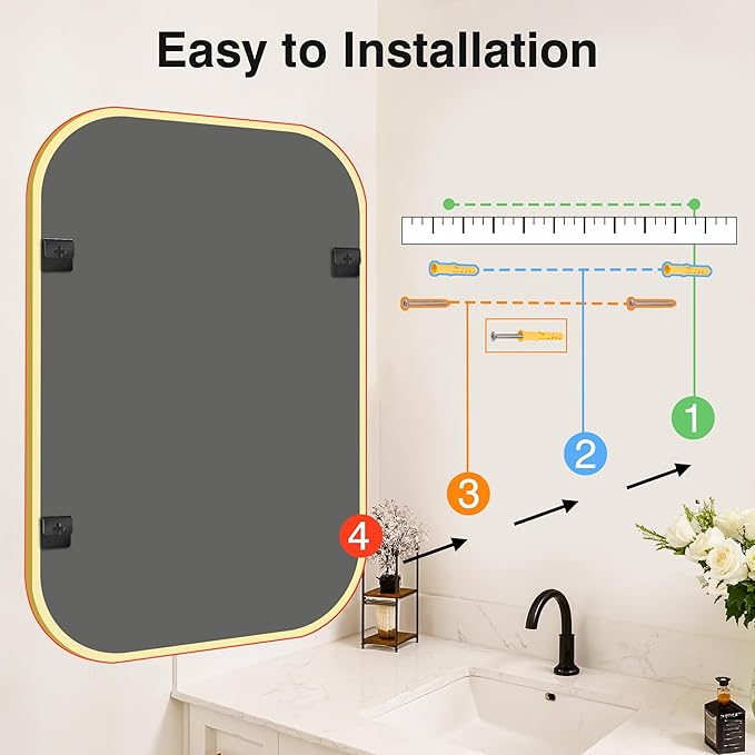 Bathroom Mirror for Wall, Gold Bathroom Vanity Mirror for Over Sink 28 x 40, HD Reflection Shatterproof Mirror for Living Room Bedroom Entryway, Metal Frame Rectangular Shape