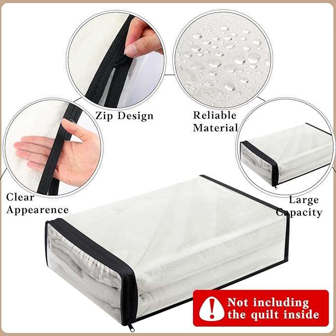 Riakrum 30 Pack Clear Zippered Storage Bags, 15x11x4 inches, Vinyl Plastic Sweater Sheet Organizers Storage Bags, PVC, for Clothes, Sheet, Blankets, Fabrics Organizers (Black)