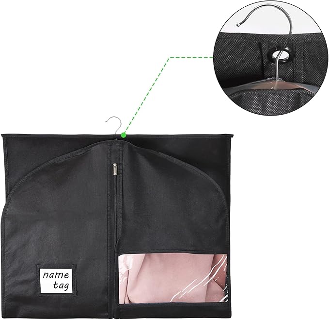 KEEGH 40" Suit Bags Garment Bags for Storage (Set of 6) Garment Bags for Hanging Clothes, Suit Cover Bags Garment Covers for Dress Shirts Coats Clean with Zipper and Transparent Window, Black