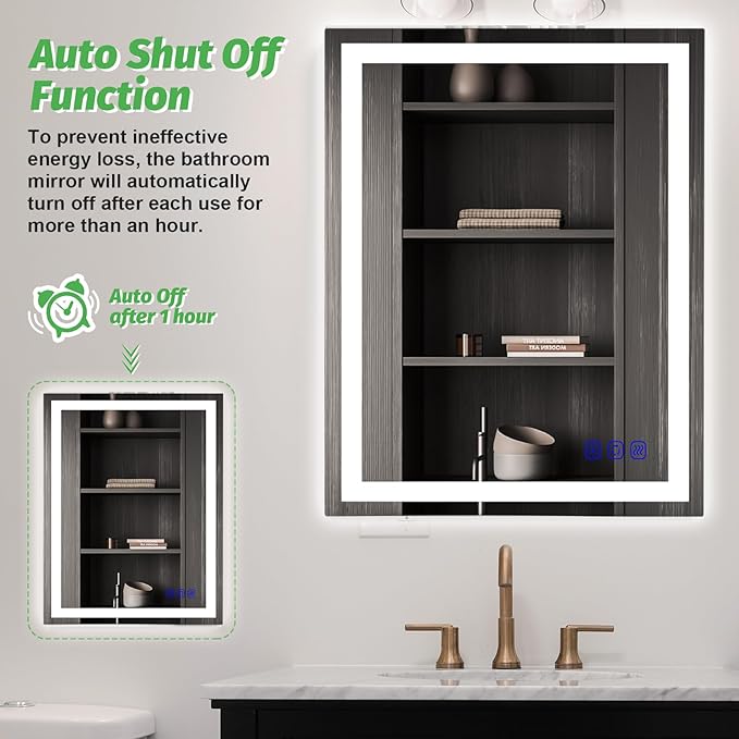 24"x32" LED Bathroom Mirror with Lights Frontlit Smart LED Mirror Bathroom for Wall Lighted Vanity Makeup Mirror with 3-Color Stepless Dimmable,Anti-Fog,CRI 95+,Memory Function