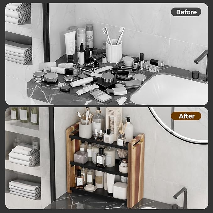 Bathroom Counter Organizer,Bathroom Counter Shelf,Bathroom Organizers,Under Sink Organizer,Cologne Organizer For Men,Cologne Cabinet,Spice Rack Organizer for Cabinet,Gifts(Brown 3 Tier)