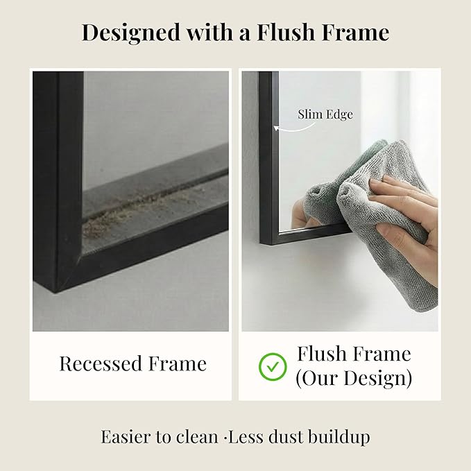 40"x30" Black Bathroom Mirror for Wall, Metal Framed Vanity Mirror Over Sink, Large Rectangular Farmhouse Decor for Fireplace, Flush Mount