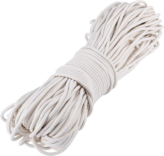 1/4 Inch 328 Feet White Cotton Clothesline Rope, Natural Cotton Cord for DIY Crafts, Potted Plants, Wedding Decorations