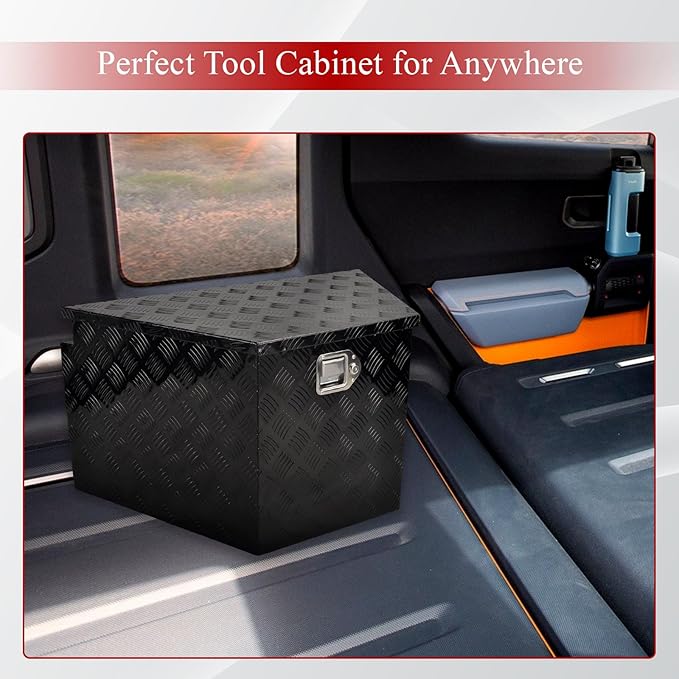 33''Inch Aluminum Trailer Tongue Tool Box Truck Bed Toolbox Truck Trailer Chest Box Underbody Storage Organizer Waterproof Square Storage Organizer wi/Lock & Keys Black(‎33" Lx19 Wx18 H)