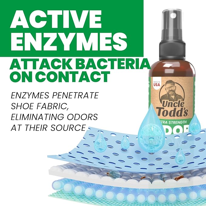 Uncle Todd's Odor Stomp Shoe Deodorizer 2-Pack - Proven & Powerful Enzyme Shoe Spray for Odor Elimination in All Footwear