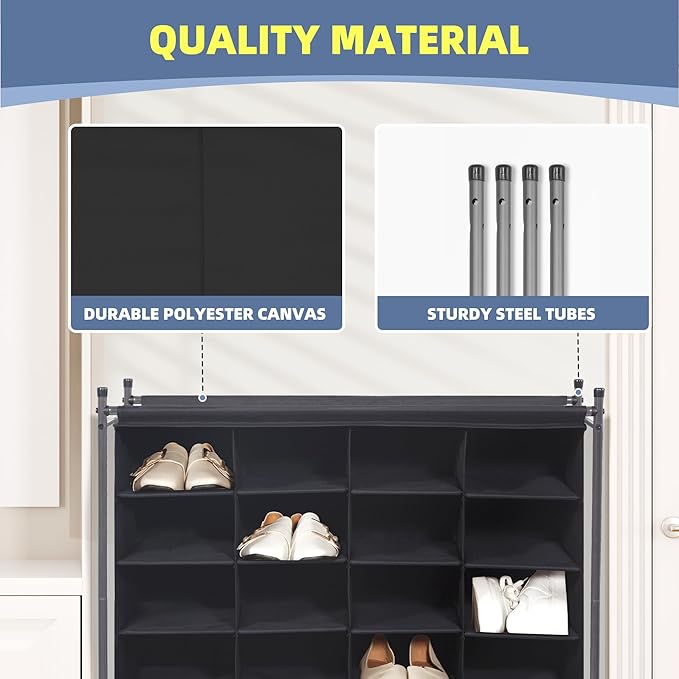 STORAGE MANIAC Stackable Shoe Cubby Organizer, Free Standing Shoe Cube Rack for Entryway, Bedroom, Apartment, Closet, 20-Cube Black