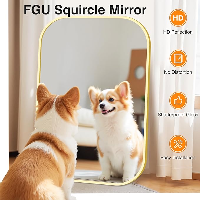 Bathroom Mirror for Wall, Gold Bathroom Vanity Mirror for Over Sink 24 x 36, HD Reflection Shatterproof Mirror for Living Room Bedroom Entryway, Metal Frame Rectangular Shape