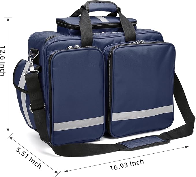 First Aid Bag - Empty Medical Storage Bag for Home Health, Nursing Students, Therapists & Doctors