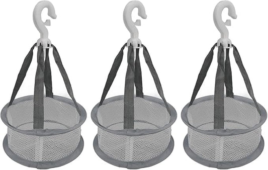Makeup Brush Drying Rack, 3pcs Hanging Mesh Dry Net Mini Ventilated Windproof Drying Rack Basket Dryer for Makeup Brushes Tools (Grey)