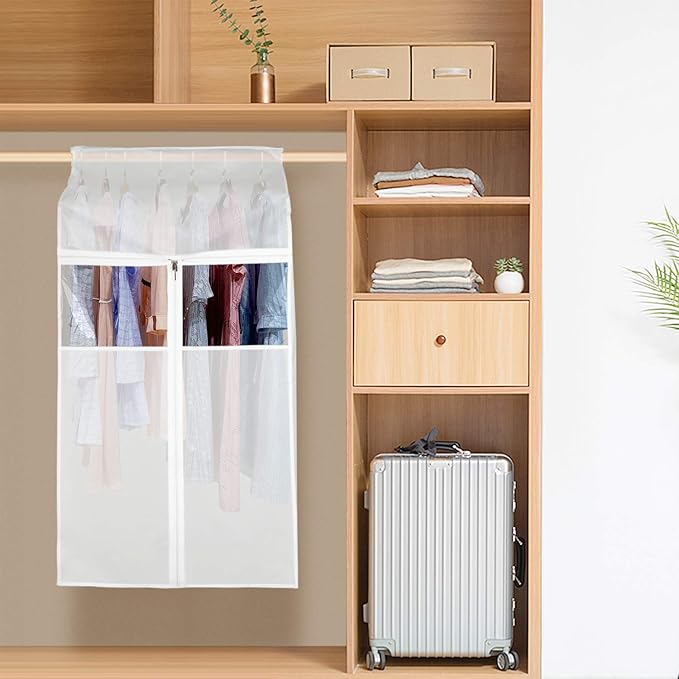 Zilink Hanging Clothes Bag Organizer 43 inch-2 Pack Large Garment Bags Suit Bag for Storage Hanging Clothes Cover for Suit Coats Dress Closet Storage (Hanger Not Included)