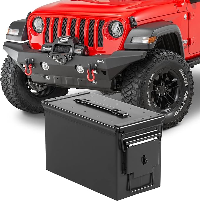 Quadratec 50 Cal Ammo Can, Black - Waterproof Ammo Box - Steel Ammo Storage Case - Fits Jeep Wrangler CJ YJ TJ JK JL & Gladiator JT - Overlanding, Tools, First Aid & Tow Recovery Gear Storage
