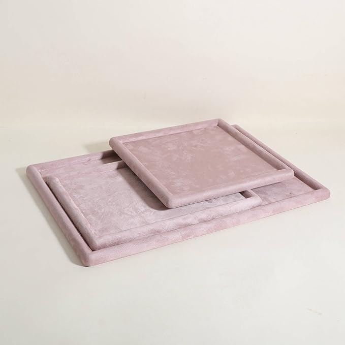 Rectangle Jewelry storage organizer plate, Velvet Jewerly display tray, Empty showcase tray for Necklace Bracelet Ring Earring【Pink-Medium, 11.8 x 8.7 in 】
