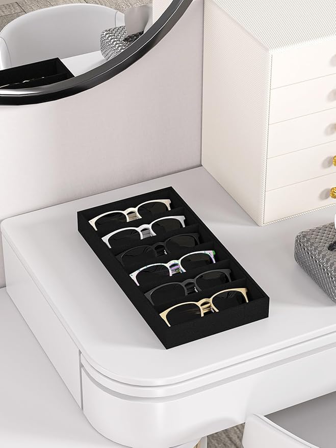 Sunglass Organizer Tray,Eyeglass Storage for Multiple Glasses,Jewelry and Sunglasses Drawer Organizer (Black 2)