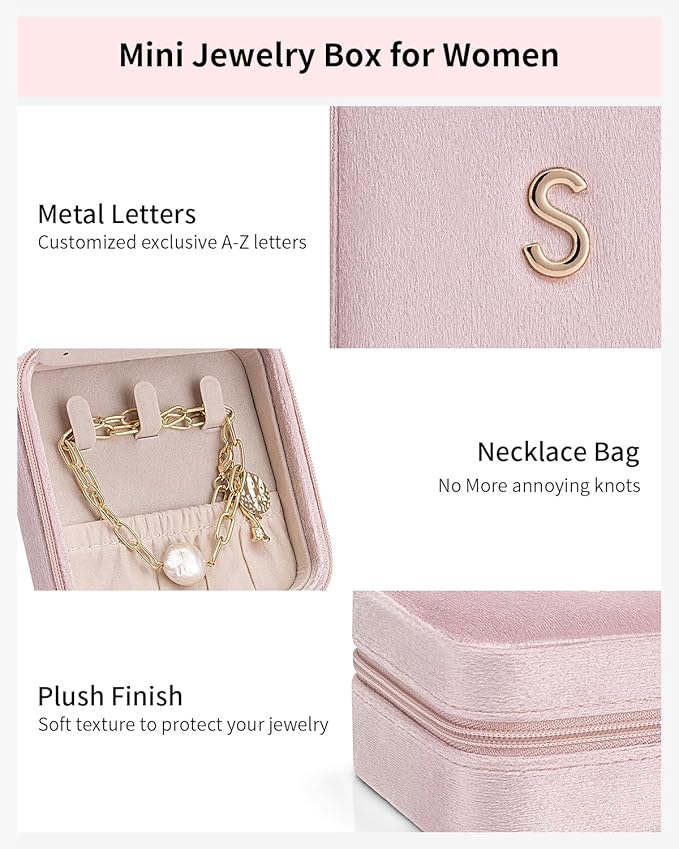 Vlando Travel Gifts for Women Girls, Birthday Gifts for Women, Mothers Gifts, Graduation Gifts for Her, Teacher Appreciation Gifts for Girls - Letter V, Pink
