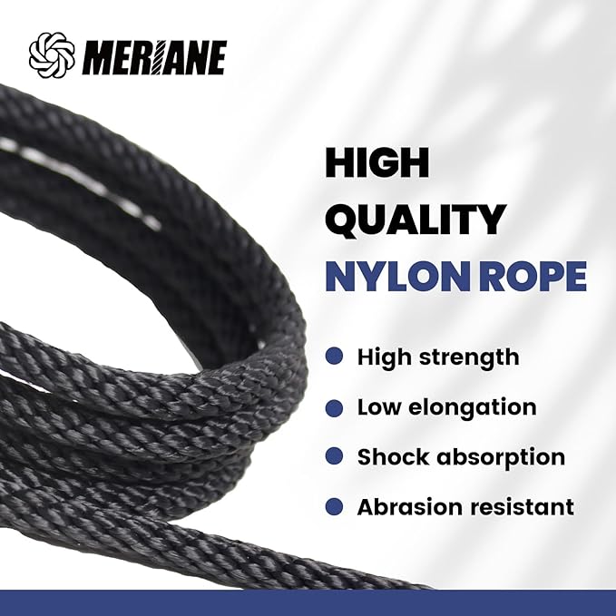 MERIANE Black Nylon Rope 1/4inch 500FT – Multipurpose Tightly Braided Rope – Abrasion & UV Resistant – Ideal Use for Camping, Clothesline, Marine, Flag Line - Solid Utility Rope for Indoor Outdoor
