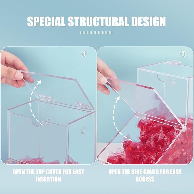 Laundry Pods Container, Acrylic Laundry Room Decor with 2 Lid, Candy Dispenser Organizer, Dishwasher Pod Holder for Home, Laundry Room, Kitchen Stand or Wall Mount