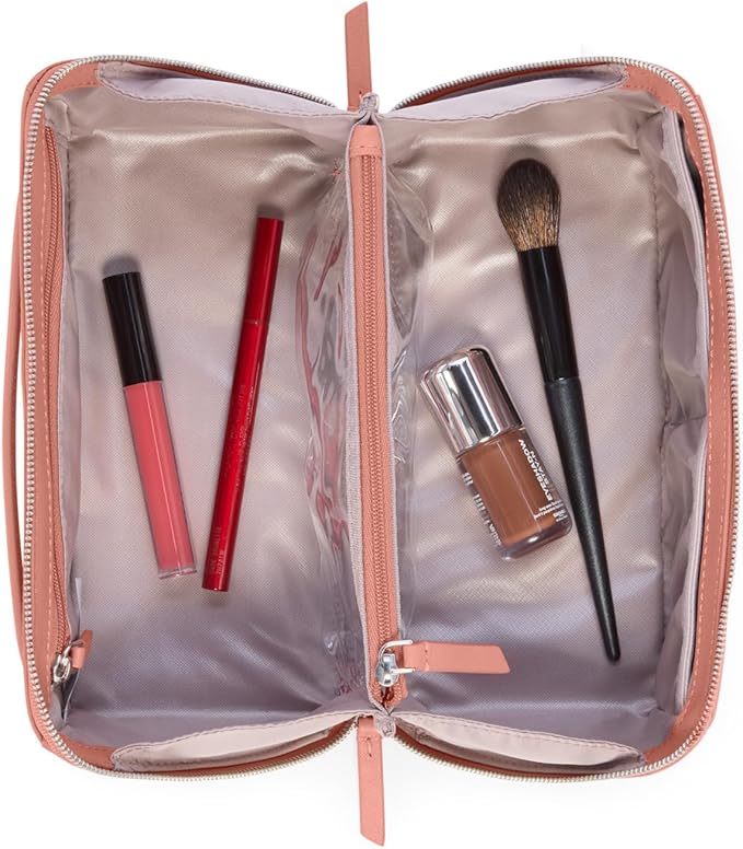 TUMI - Voyageur Dallas Cosmetic Bag - Lay-Flat Travel Makeup Organizer - Packable Travel Kit - Pink Clay