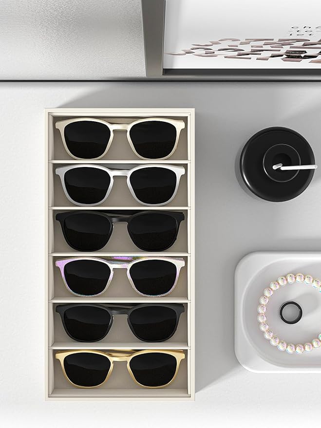 Sunglass Organizer Tray,Eyeglass Storage for Multiple Glasses,Jewelry and Sunglasses Drawer Organizer (Beige 1)