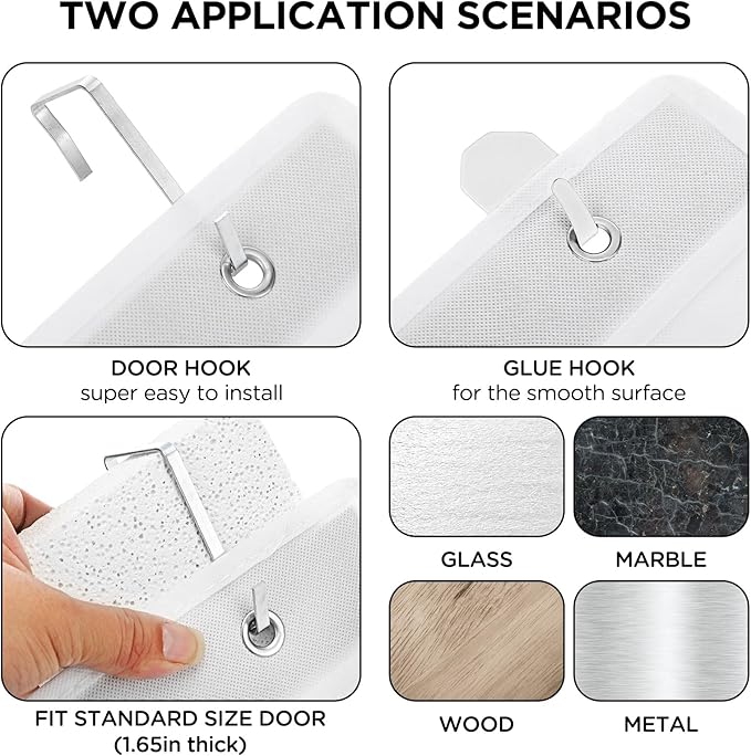 2 Pack 18 Pocket Wall Hanging Shoe Rack for Closet RV Shoe Storage with 8 Hooks over the Door Shoes Holder Organizer for Bathroom, RV, Pantry, Camping(White)