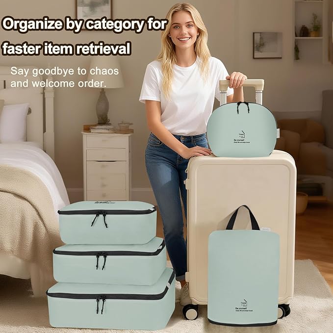 Packing Cubes for Travel, Various Sizes Luggage Organizer Bags with Double Zipper, Durable Space Saver Bags Travel Essentials (5 Set, Grey)