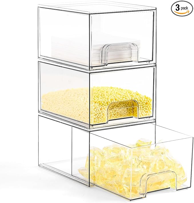 3P Laundry Container and Dryer Sheet Holder Set, Laundry Room Organization and Storage, Dishwasher Pods Holder, Clear Dispenser and Box Set