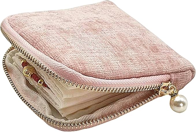 Small Travel Jewelry Case - Jewelry Travel Organizer Bag with Tassel Zipper for Bracelets, Necklaces, Bangles, Jewelry Organizer Storage Bag Gift for Women Girls - LJB002-Pink