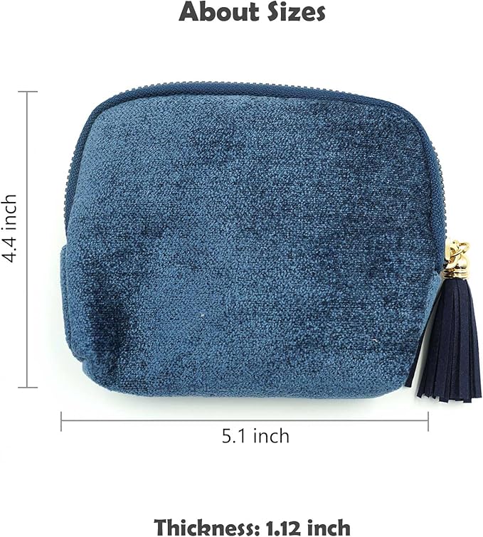 Travel Jewelry Case, Travel Jewelry Organizer, Travel Jewelry Bag with Zipper, Small Travel Jewelry Pouch for Necklaces Bracelets Bangles Rings Earrings Gemstones Storage(Deep blue)