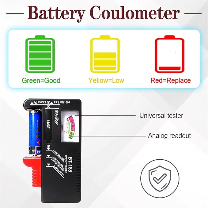 Battery Organizer Storage Case with Tester BT-168 Holds 198 AA AAA C D 9V Button Cells - Fireproof Waterproof Battery Box & Storage Container(Batteries Not Included)