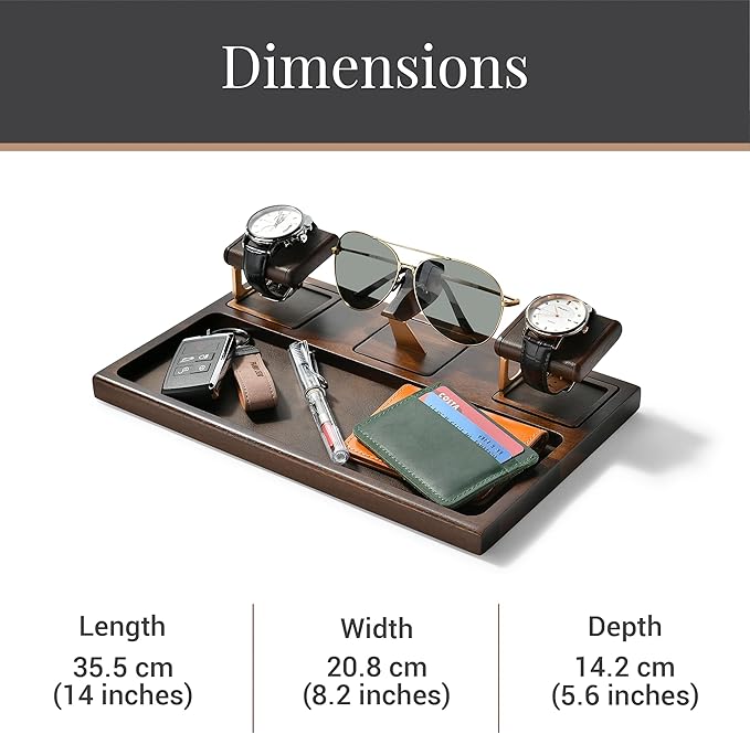Shanik Engraved Men’s Valet Tray – Acacia Wood Catch All Organizer for Nightstand & Dresser Top, Custom Personalized Gift for Him, Groomsmen, Birthday, Father’s Day, Minimalist Men’s Storage Tray