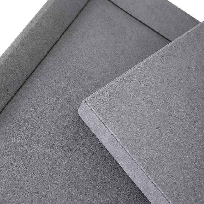 Premium Grey Velvet Jewelry Organizer - Flat Tray for Watch, Necklace, Ring, Pendants