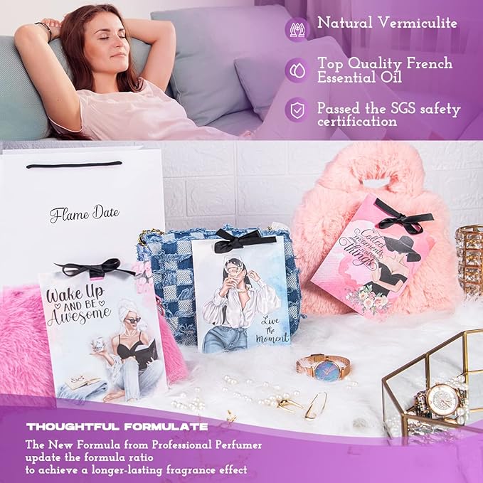 6 Pack Inspirational Scented Sachets - Valentines Day Girlfriend Gifts for Wife | Natural Moth Repellent for Closets, Air Freshener for Home | Shoe & Car Deodorizer for Drawer (Lavender, Rose, Ocean)
