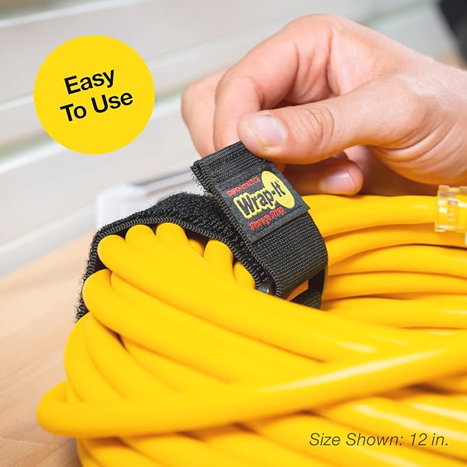 Super-Stretch Wrap-It Storage Straps, 48-in x 2-in (3-Pack) - Elastic Hook and Loop Cinch Straps - Pool Hose and Cable Straps, Garage and RV Storage Accessories