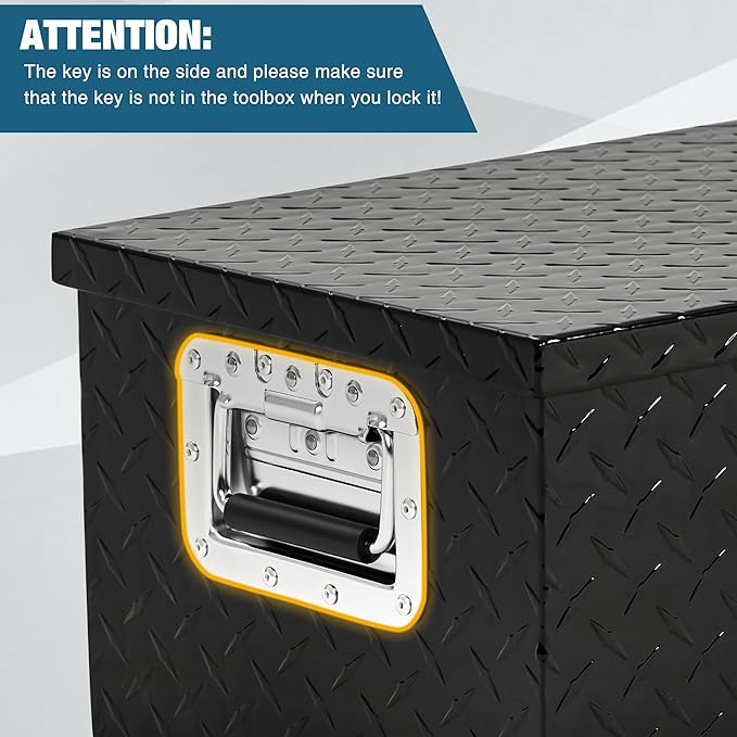 Garvee 30 in Heavy Duty Aluminum Diamond Plated Tool Box Pick Up Truck Bed RV Trailer Toolbox Square Storage Organizer with Side Handle, Lock and Keys, Waterproof -30 in x 13 in x 10 in