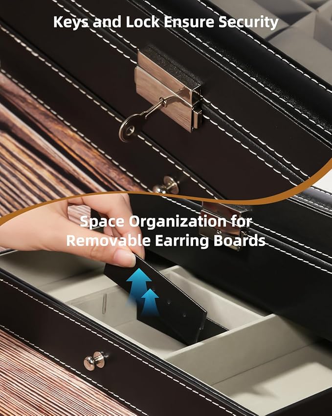 Uten Watch Box, 12 Slots PU Leather Watch Display Case with Jewelry Drawer, Removable Watch Pillow, Metal Clasp, Watch Box Organizer