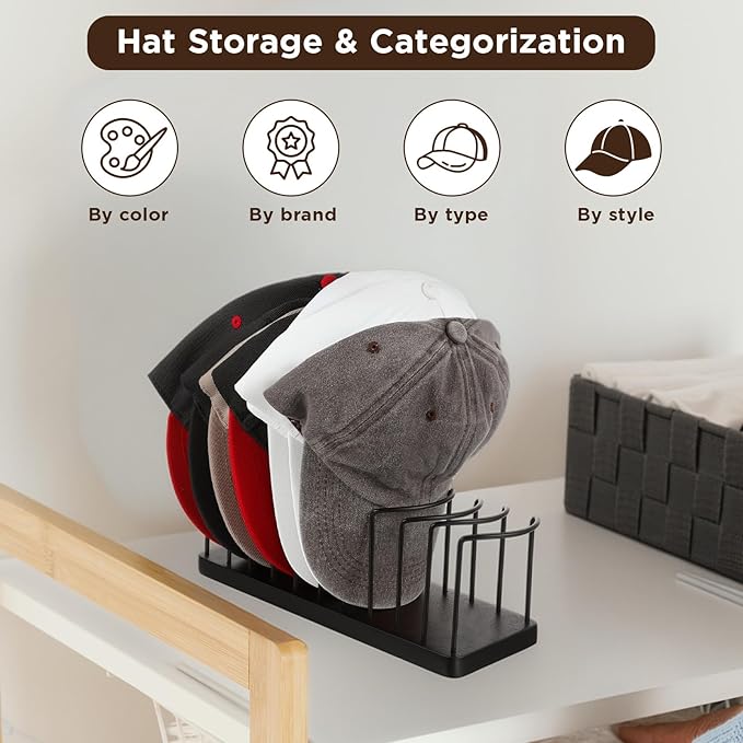 2Sets baseball hat organizer hat stand cap racks for 20 baseball caps cowboy hats rack Storage Organizer Hats Holder Display and Organization for Closet, Bedroom, Dresser, and Shoe Cabinet