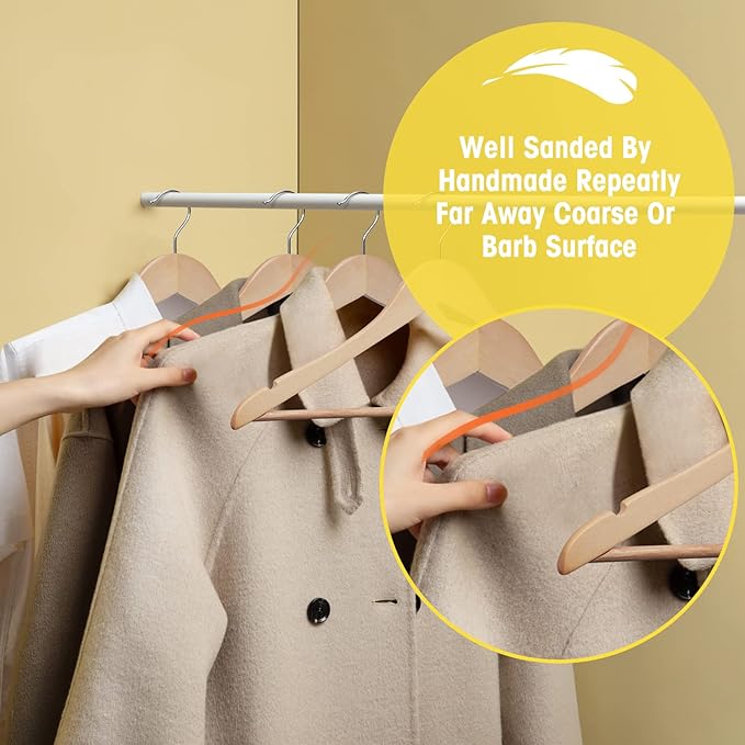 Wooden Hangers Clothes Hangers Slim Wood Hanger Coat Hanger for Closet,Hanger with Extra Smooth Finish,Hangers for Shirt Suit Dress 20 Pack Natural