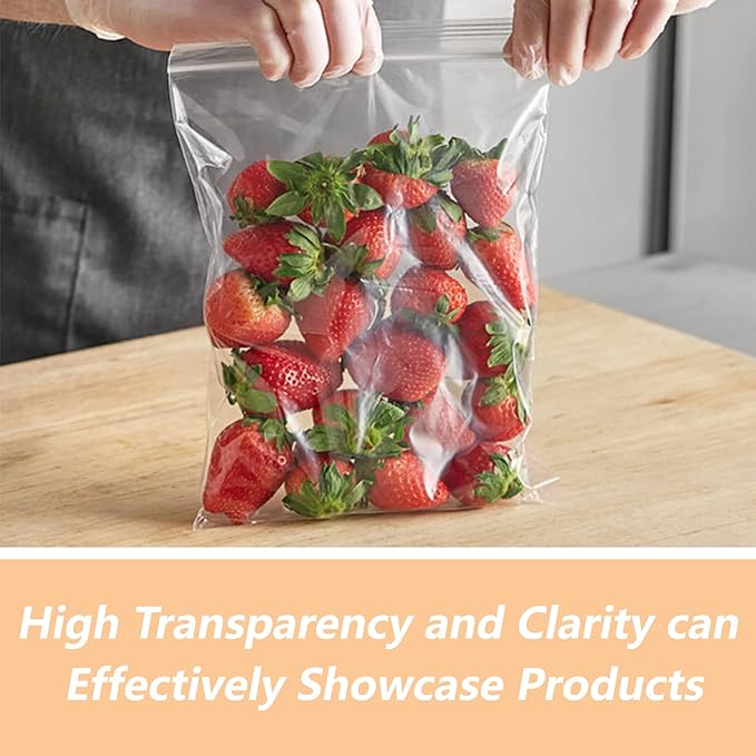 13" x 15"(200 Count) Large Zip Poly Bags - Clear Plastic Reclosable Storage Zipper Bags 2 Mil for Clothing, T-Shirts, Pants
